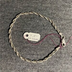 7.5” Sterling Silver Rope Chain Bracelet
